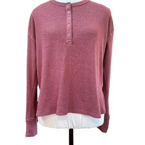 Devoted Pink Polo Long Sleeve Relaxed Shirt - Size Small NWOT